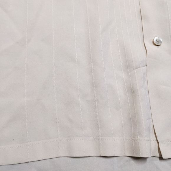Alfani Men's Creamy Beige Silk Button Down Shirt Short Sleeve - Picture 4 of 13